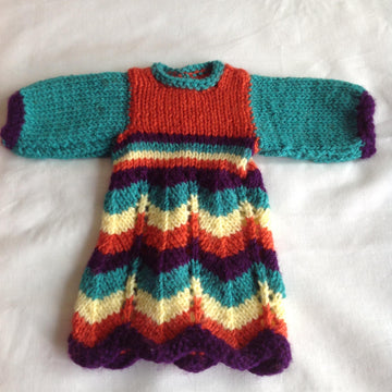Multi colour dress, bolero, bag for 18" doll