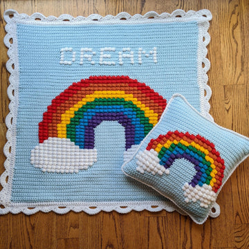 Rainbow Puff Blanket & Pillow Set