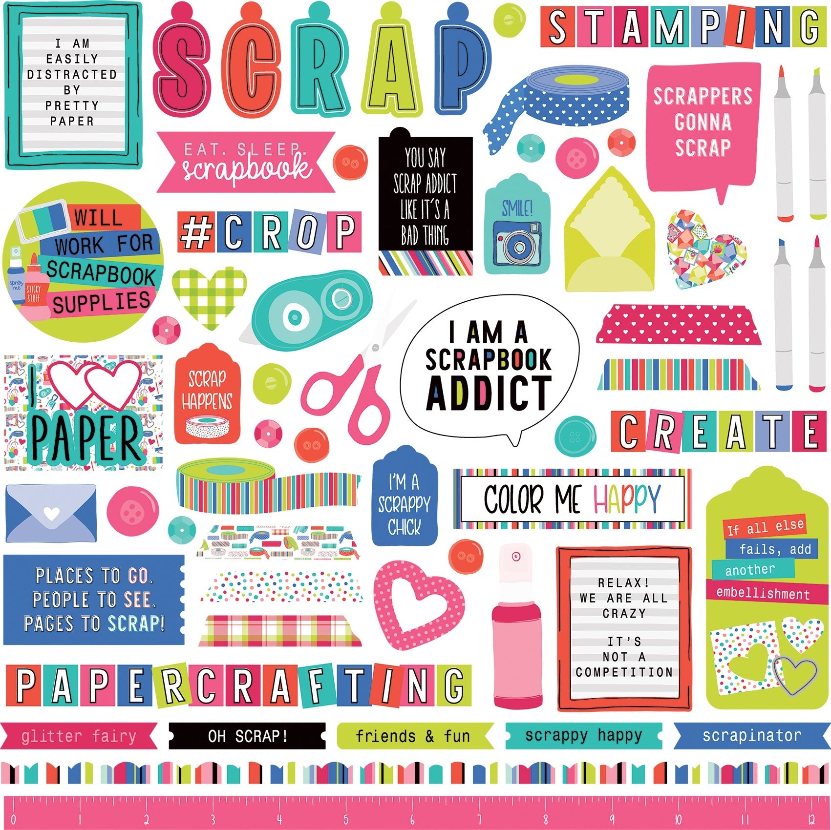 Photoplay Paper You Had Me At Paper Stickers 12"X12" - Elements