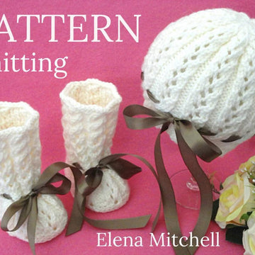 Knitted Baby Set with Crochet Flowers by Elena Mitchell Booties and Hat