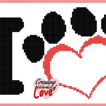 I Heart Dog Paw C2C Stitch Graph