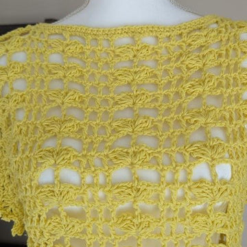 Canary Yellow Butterfly Crochet Top