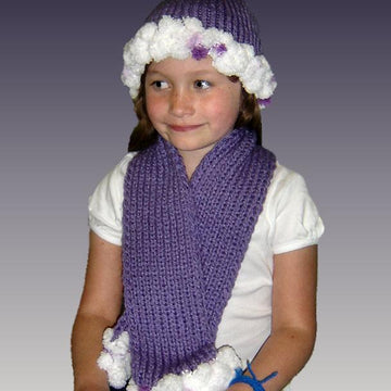 Matching Pompom hat and scarf for girls and 18 inch dolls (American Girl) 405