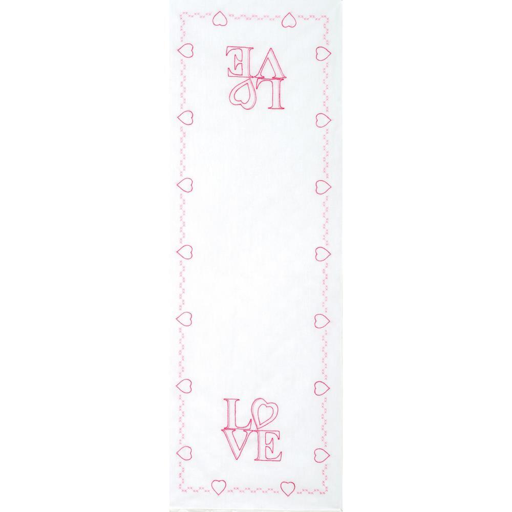 Jack Dempsey Stamped Table Runner Scarf - Love - 15in x 42in