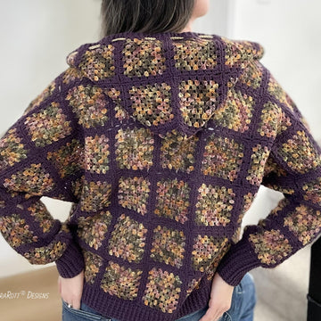 Dolman Hoodie Granny Square Cardigan