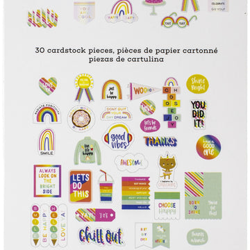 American Crafts Live Life Happy Ephemera Cardstock Die-Cuts 40/Pkg - Phrase W/Foil Accents