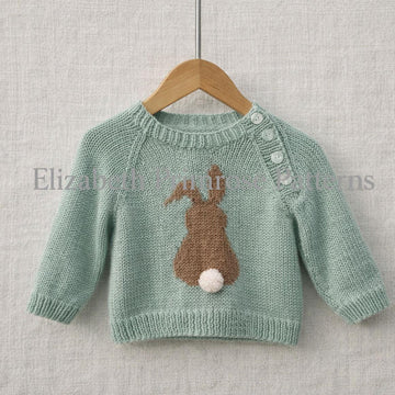 Bunny Motif Jumper Knitting Pattern P173 – DK Children’s Sweater | Elizabeth Primrose Patterns