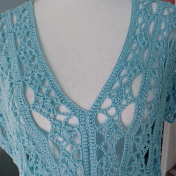 Ice Blue Crochet Lace Blouse