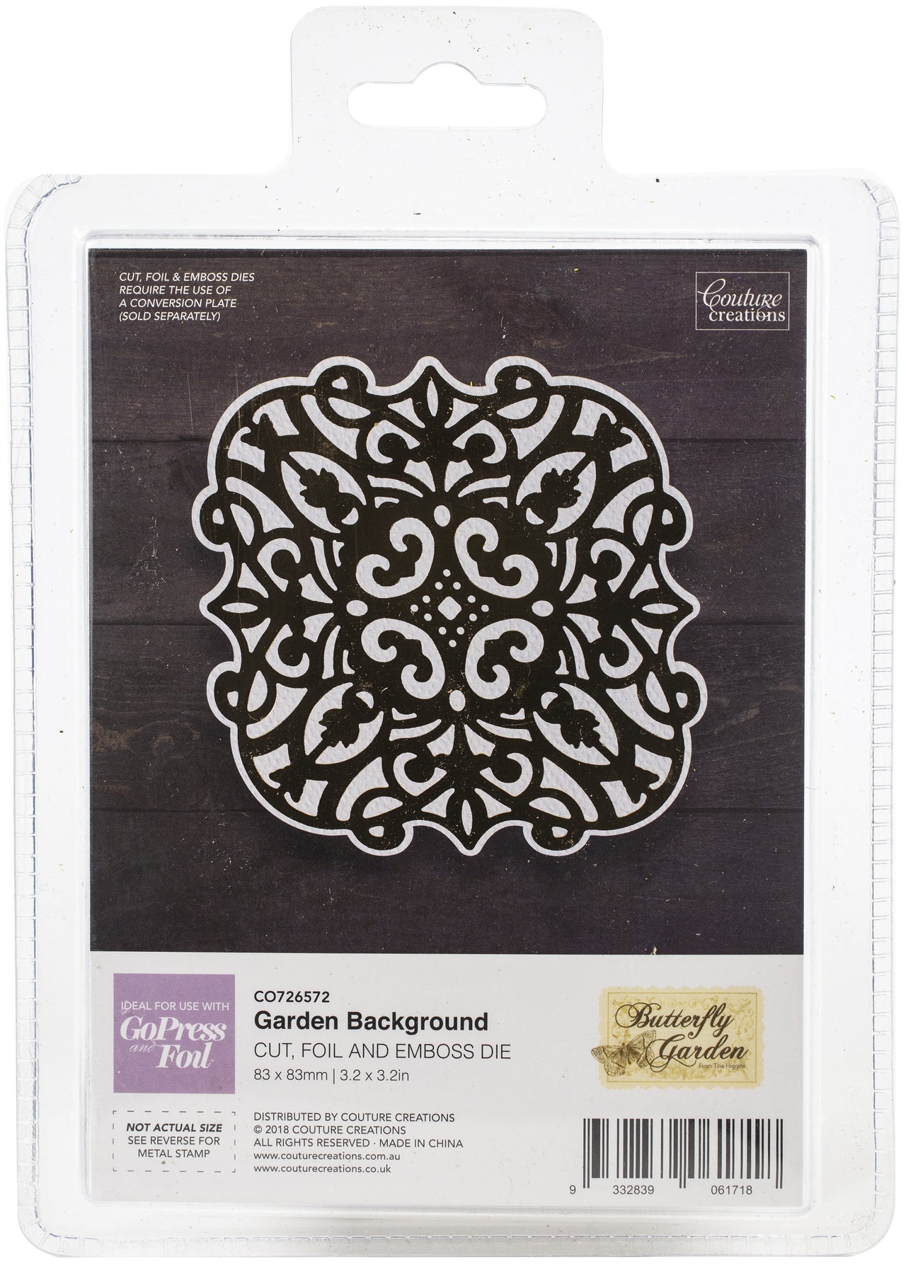 Artdeco Creations Couture Creations Butterfly Garden Cut, Foil & Emboss Die - Garden Background 3.2"X3.2"