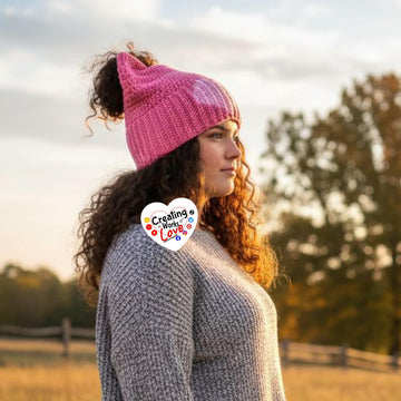 Messy Bun Cat Hat with Heart