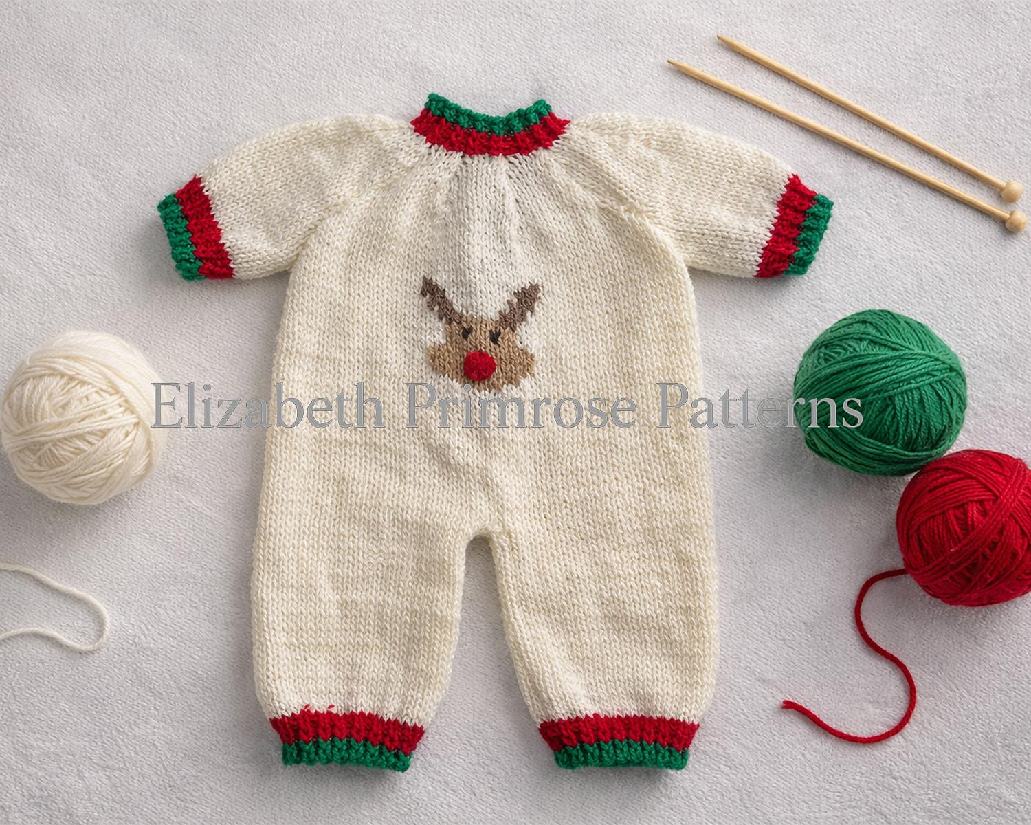 Rudolph Doll Bodysuit and Hat Knitting Pattern P138 – Elizabeth Primrose Patterns