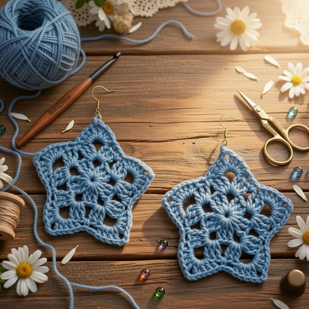 Crochet star earrings PDF + Video Tutorial