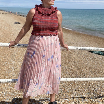 Ribbed Foldover Neck Top