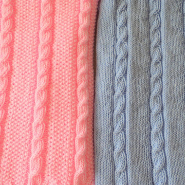 Cable Baby Blankets in two simple designs