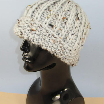 Super Chunky Moss Stitch Cuff Fishermans Rib Beanie Hat