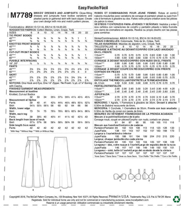McCall's Misses' Dresses and Jumpsuits M7789 - Sewing Pattern