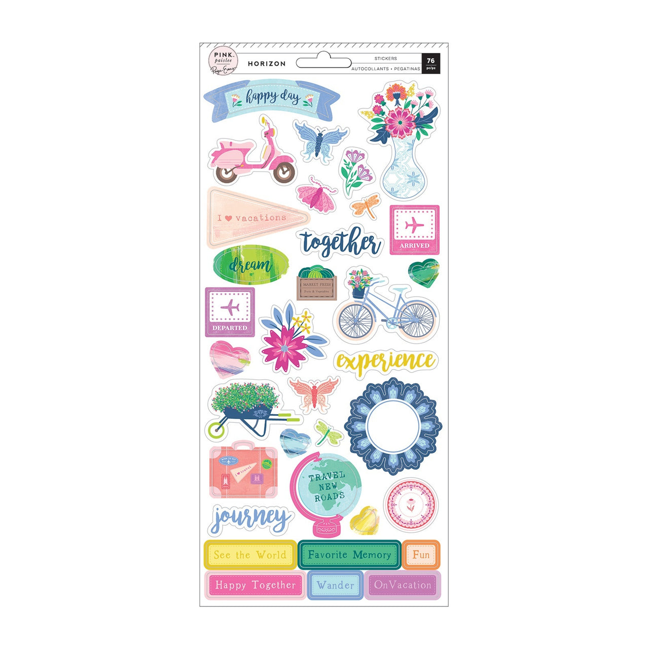 American Crafts Paige Evans Horizon Cardstock Stickers 5.5"X12" 2/Pkg - Accents & Phrases W/Clear Varnish