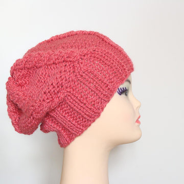 Slouchy Cable Beanie Hat