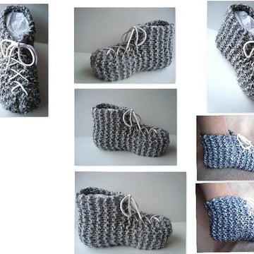 656 KNITTING PATTERN, laced short slippers, baby to adult