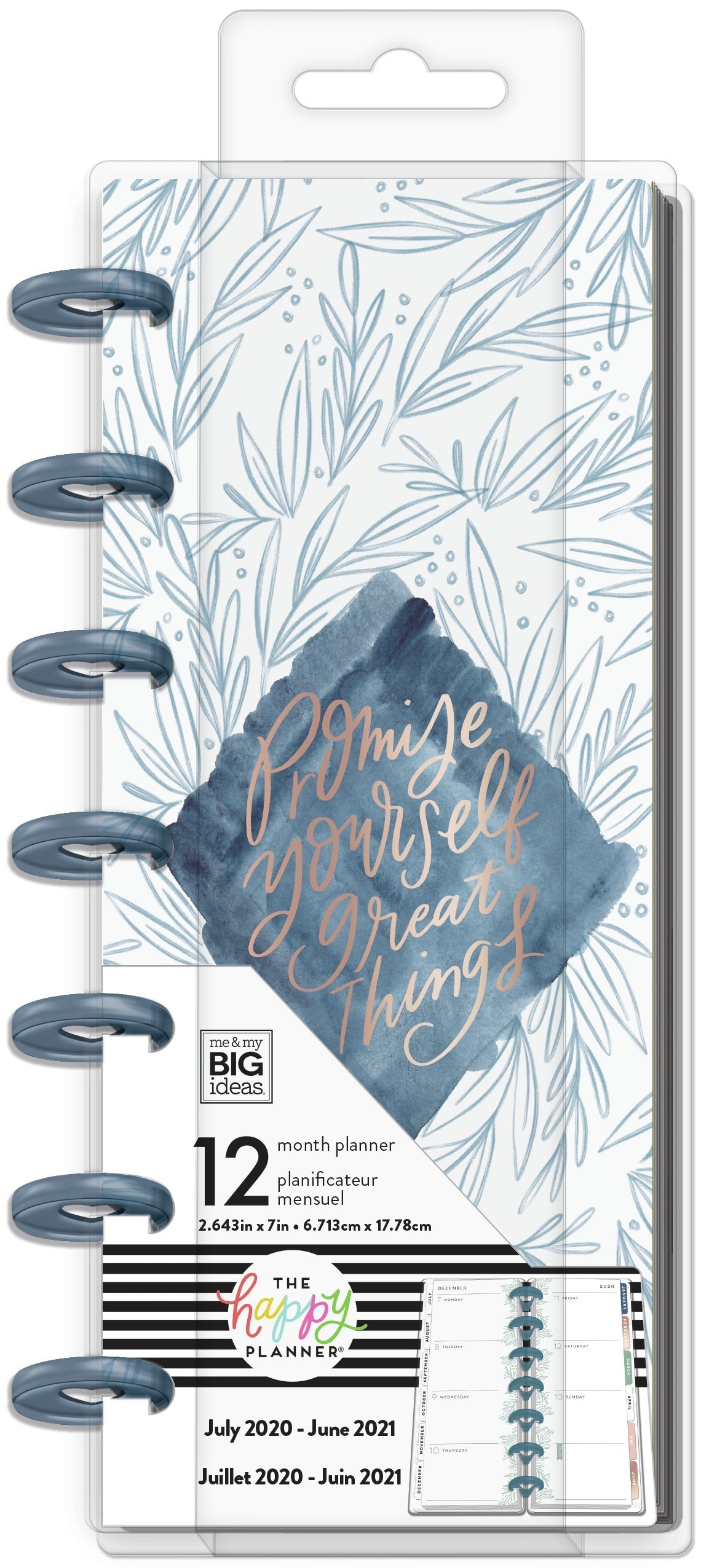 Happy Planner 12-Month Dated Skinny Mini Planner - Promise Yourself, July 2020-Jun