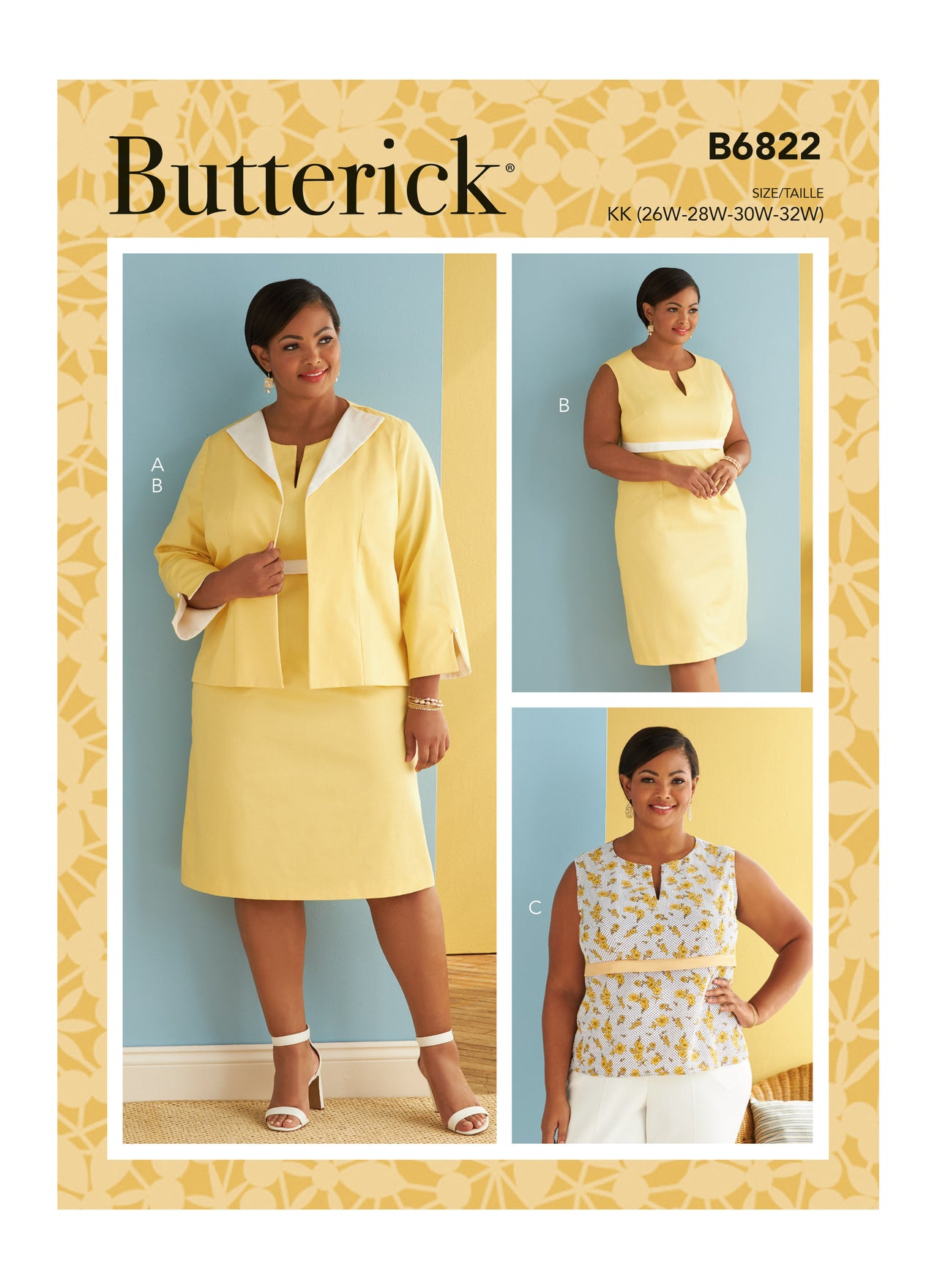 Butterick Women's Jacket, Dress & Top with C/D, DD, DDD, G, H Cup Sizes B6822 - Sewing Pattern