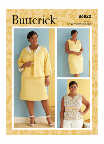 Butterick Women's Jacket, Dress & Top with C/D, DD, DDD, G, H Cup Sizes B6822 - Sewing Pattern