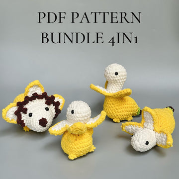 Bundle 4 in 1 No Sew Bananasaurus Crochet Pattern