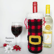 Plaid Santa Bottle Bag and Drink Cozy