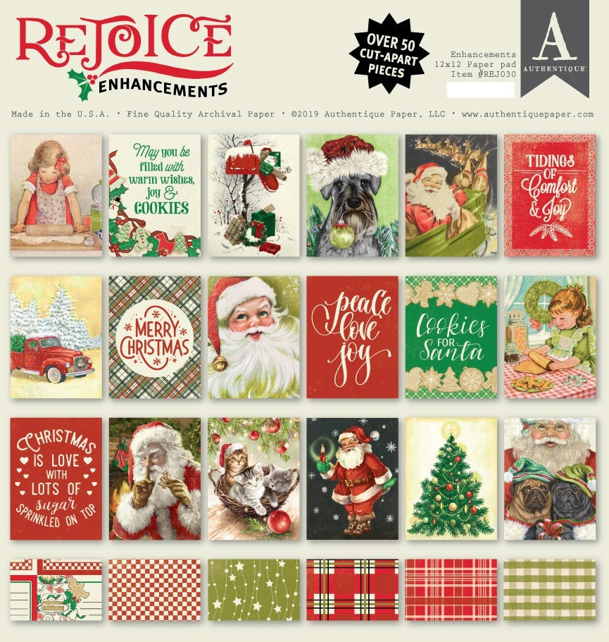 Authentique Paper Authentique Double-Sided Cardstock Pad 12"X12" 18/Pkg - Rejoice Enhancements