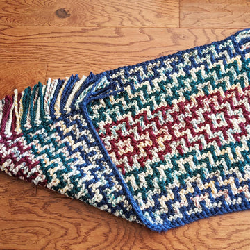 Reversible Sashiko Mosaic Crochet Rug