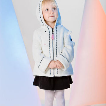 Polar Bear Baby Coat Hand Knitted with Crochet details