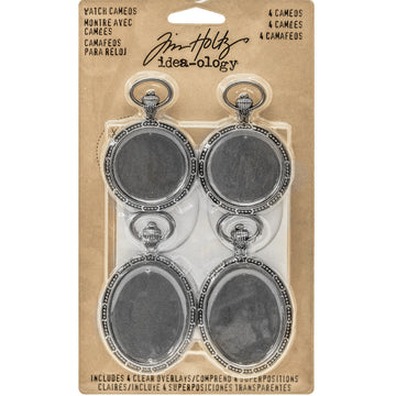 Advantus Idea-Ology Metal Watch Cameos 1.25"X2" & 1.5"X2.5" 4/Pkg - Antique Nickel