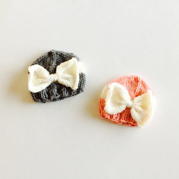 Big Bow and Color Block Knit Hats