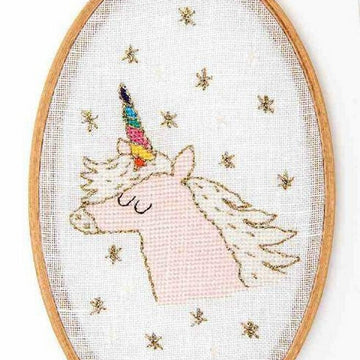 Rico Unicorn Cross Stitch Kit with Hoop - 13cm x 21cm