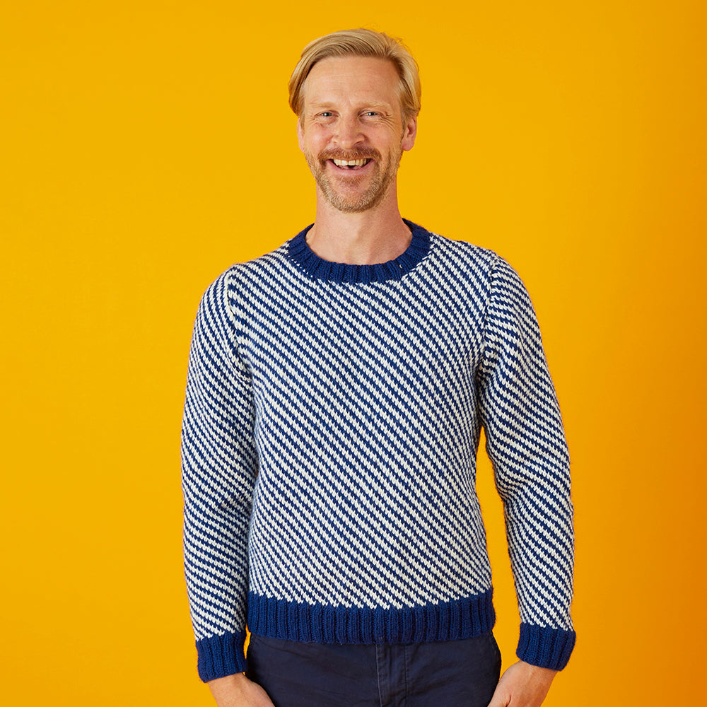 " Zig Zag Fairisle Sweater " - Free Sweater Knitting Pattern For Boys and Men in Paintbox Yarns Wool Mix Aran by Paintbox Yarns