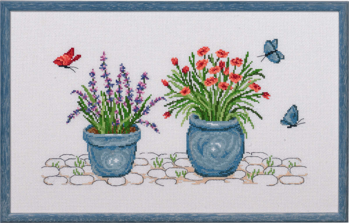 Permin Lavender & Carnation  Cross Stitch Kit - 27 x 44 cm