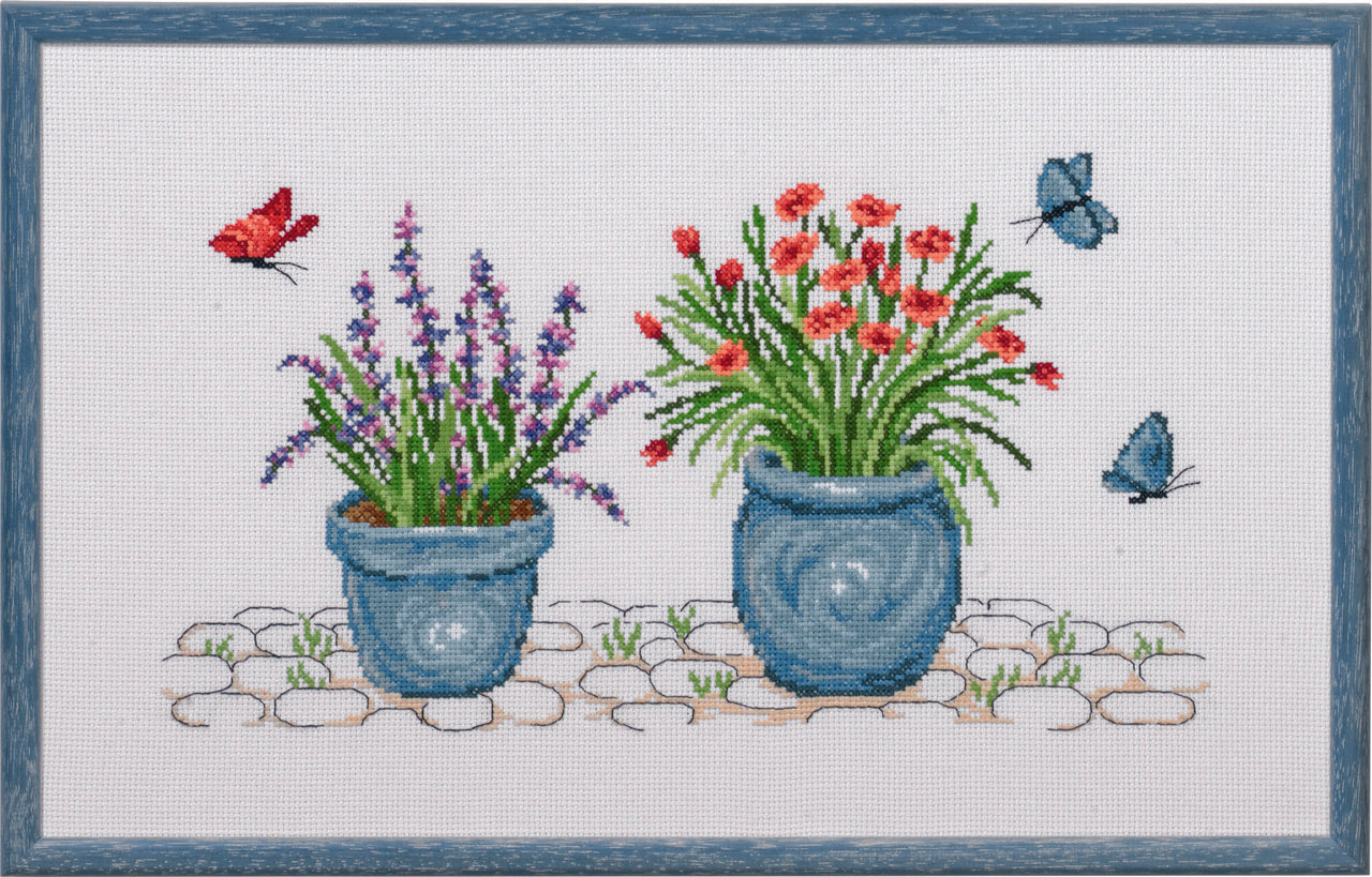 Permin Lavender & Carnation  Cross Stitch Kit - 27 x 44 cm