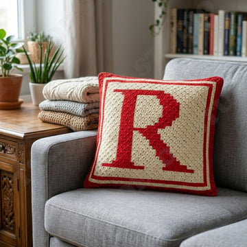 Initial Letter R Pillow Cover CROCHET PATTERN