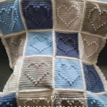 Crochet bobble heart baby blanket