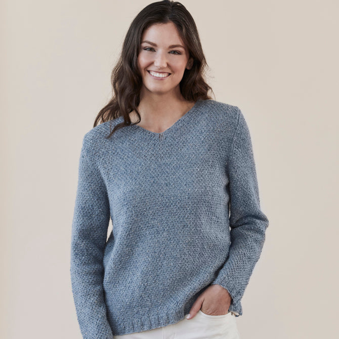 Dunton Pullover - Jumper Knitting Pattern for Women in Tahki Yarns Donegal Tweed Fine