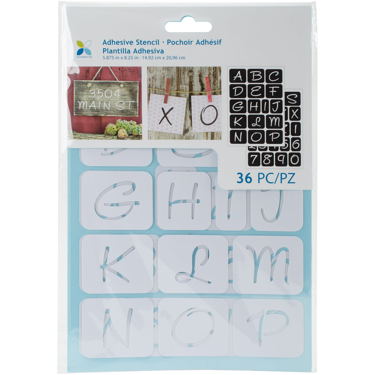 Momenta Adhesive Stencils 6"X8" - 1" Alphabet