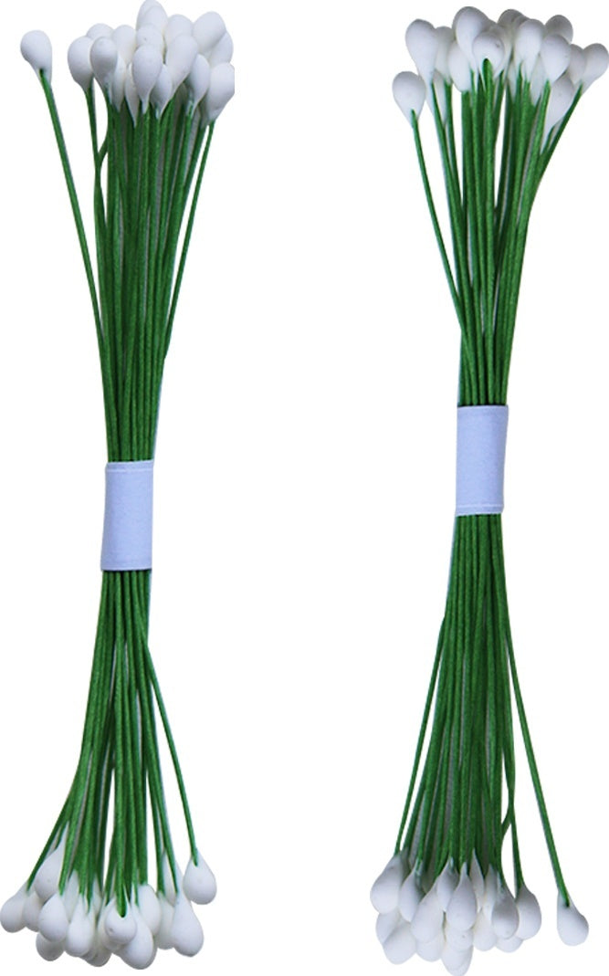 Dress My Craft Drop Shape Wire Pollen 2/Pkg - #3 White, 2 Bunches/20 Each, 3mm