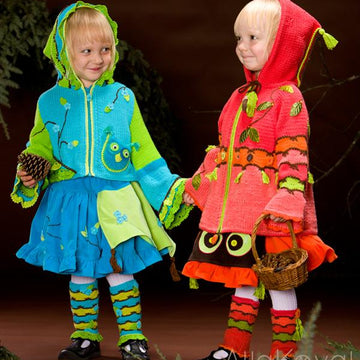 Whimsical Forest. Owl Hand knitted jacket with crochet details