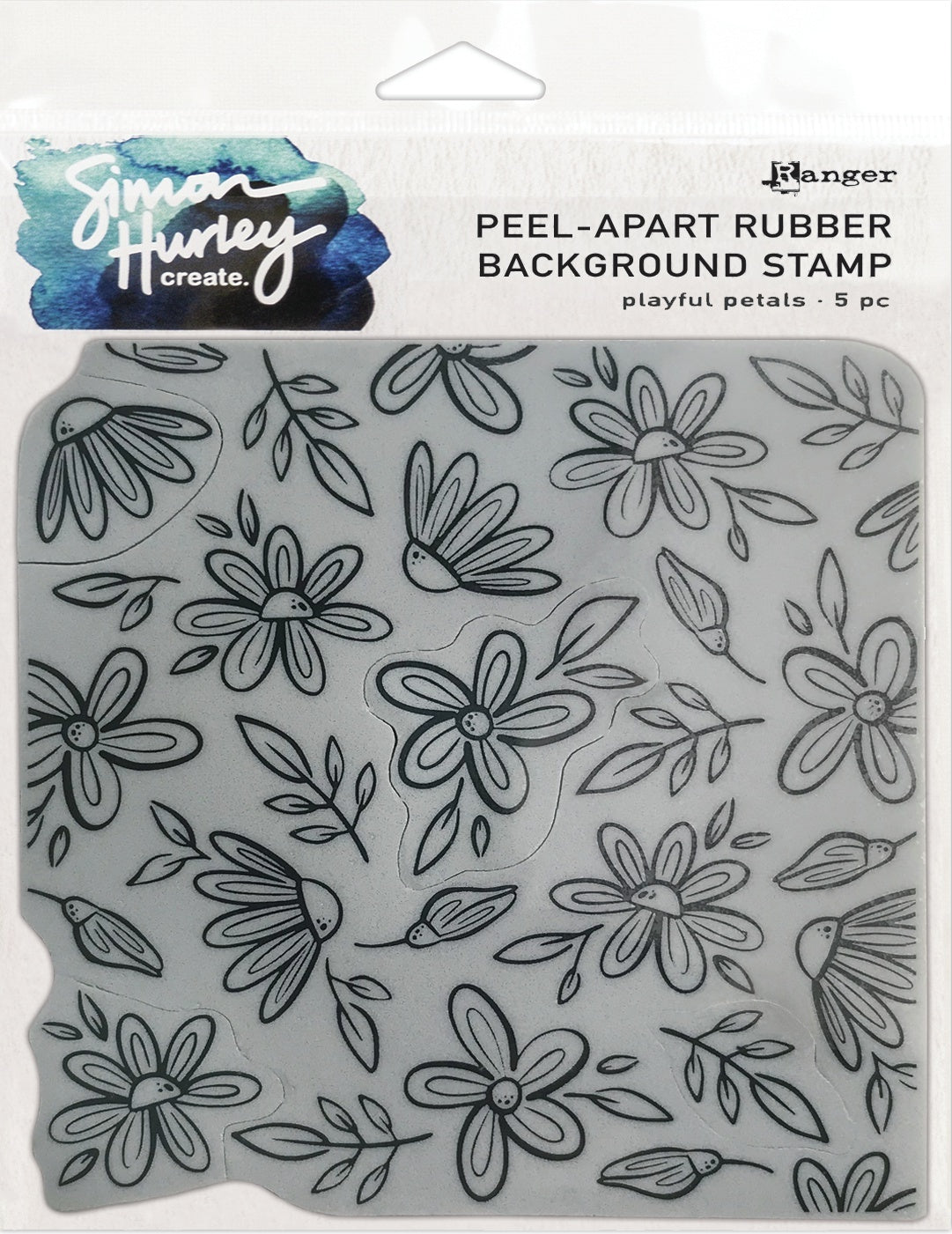 Ranger Simon Hurley create. Cling Stamps 6"X6" - Playful Petals