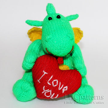 Denny Dragon Knitting Pattern, Knitted Dragon, Dinosaur Knitting Pattern