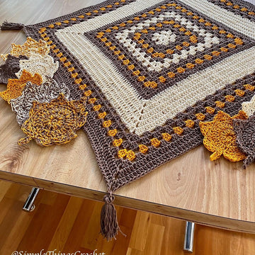 Autumn Table Cover and Leaf Coaster Set