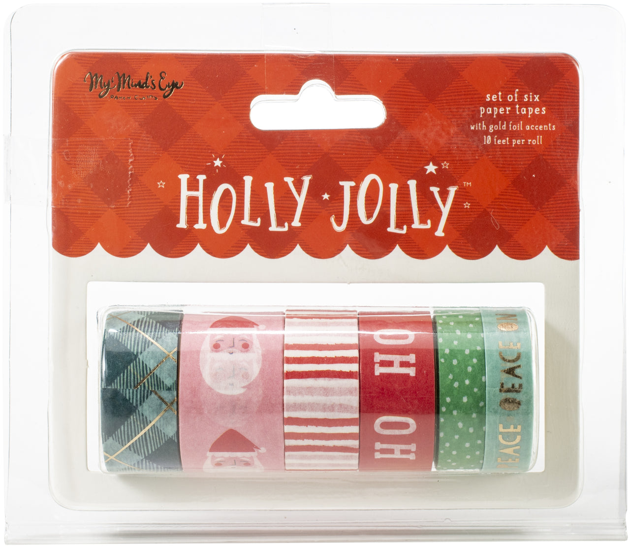 My Minds Eye Holly Jolly Washi 6/Pkg - 10' Per Roll