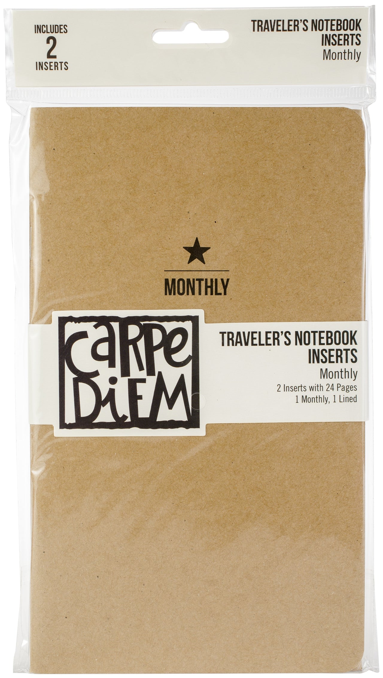 Carpe Diem Traveler's Notebook Inserts 5"X8.25" 2/Pkg - One Monthly/One Lined
