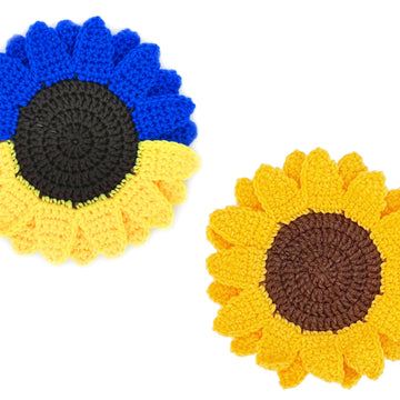 Sunflower coasters in the colors of the Ukrainian flag