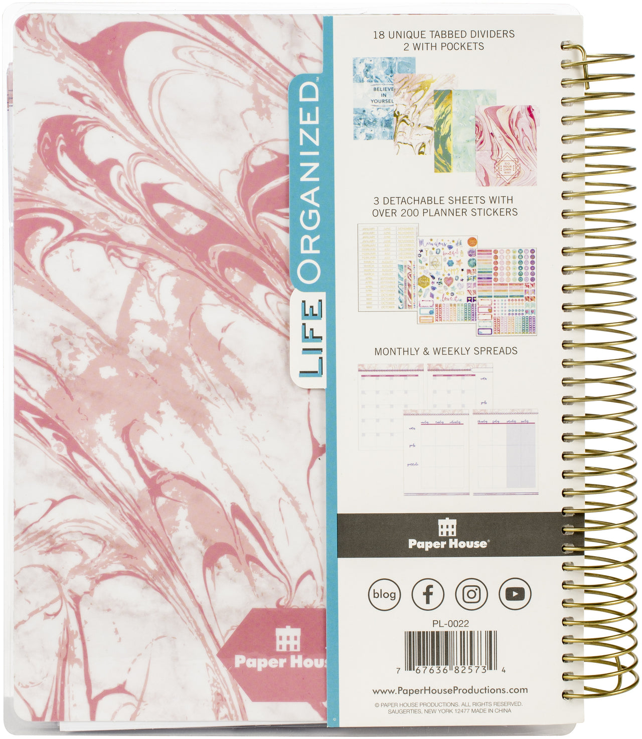 Paper House 18-Month Undated Planner - Pink Marble